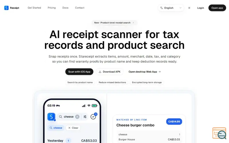 Screenshot of Stareceipt