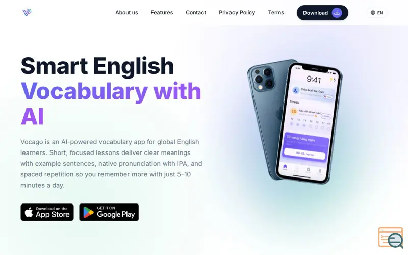 Screenshot of Vocago - AI Dictionary & Flashcards