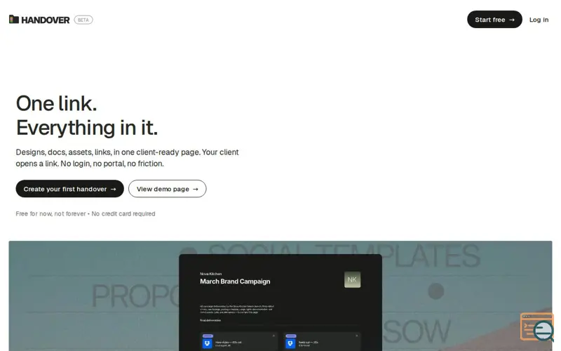 Screenshot of Handover