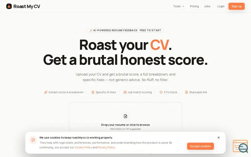 Screenshot of Roast My CV