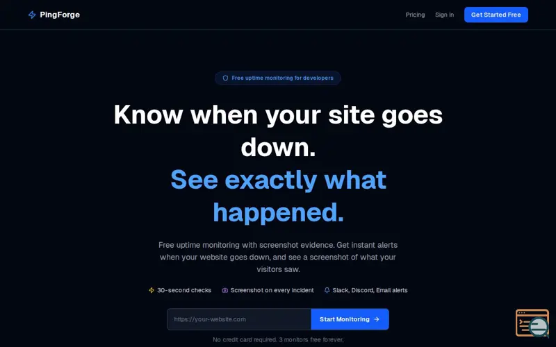Screenshot of PingForge