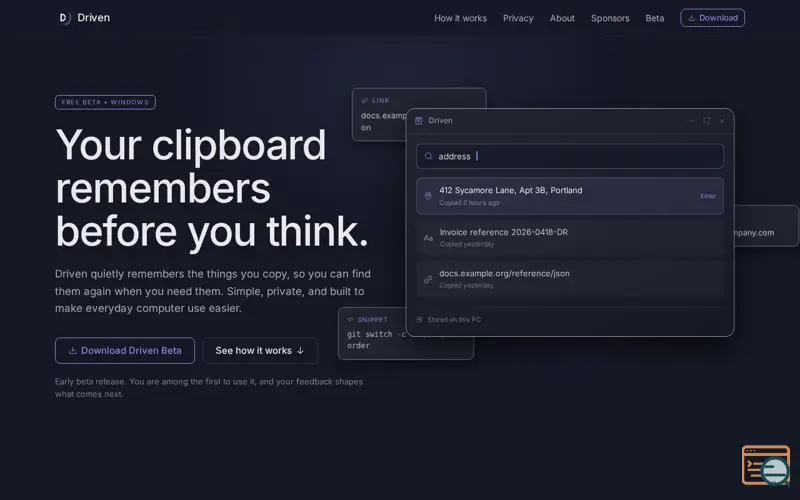 Screenshot of Driven Clipboard