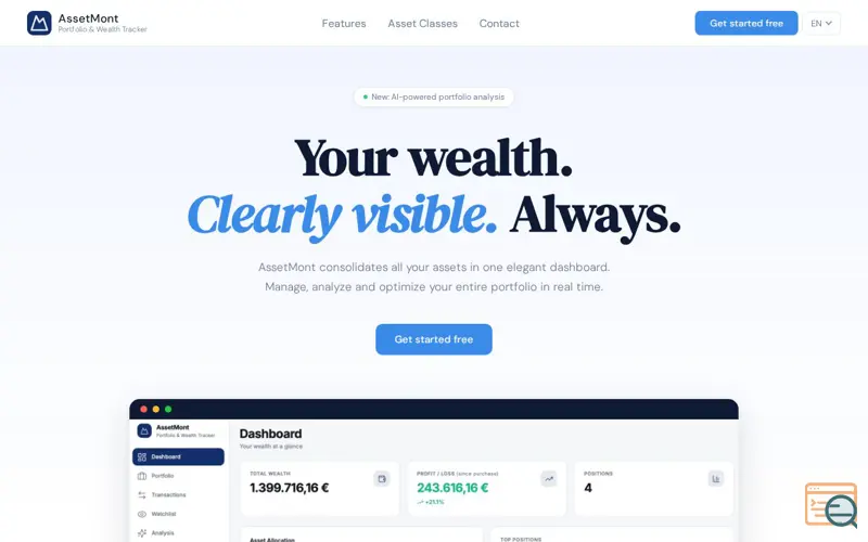 Screenshot of AssetMont — Portfolio & Wealth Tracker