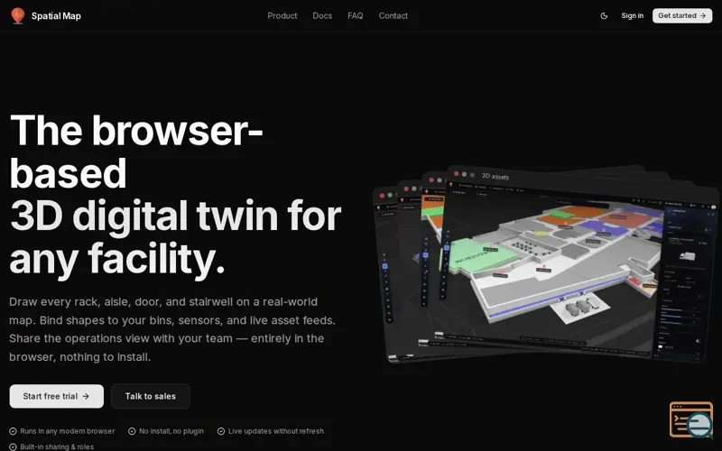 Screenshot of Spatial Map — The browser-based 3D digital twin for any facility