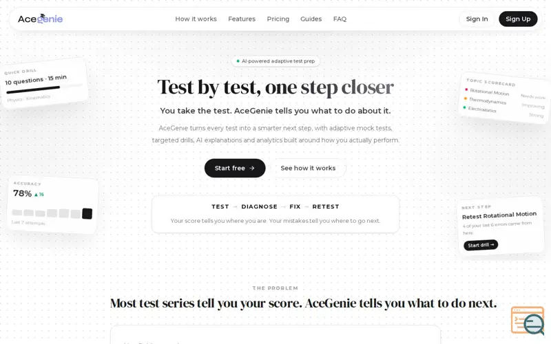 Screenshot of AceGenie — The AI tutor that knows you