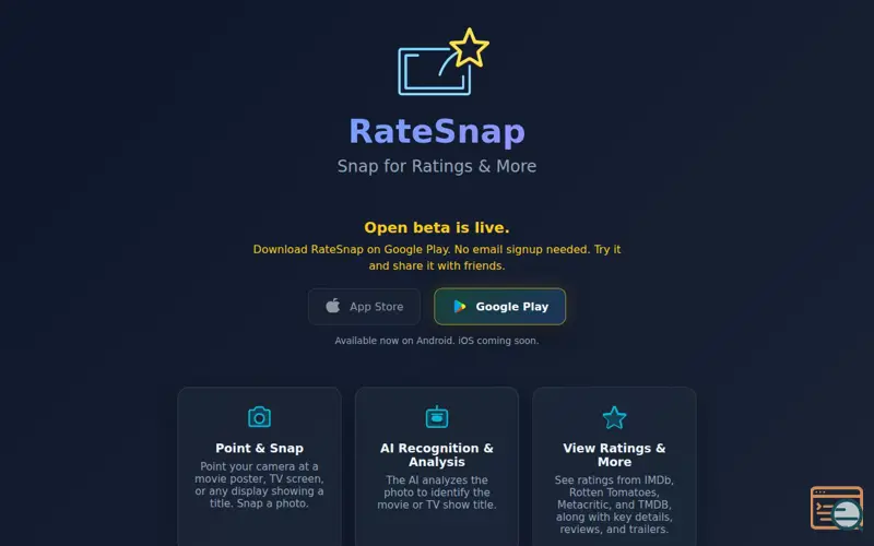 Screenshot of RateSnap