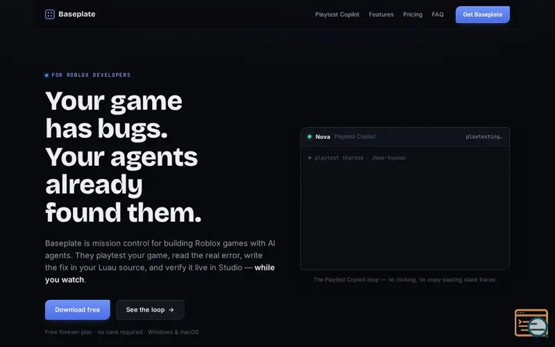 Screenshot of Baseplate, a launch using Fastly