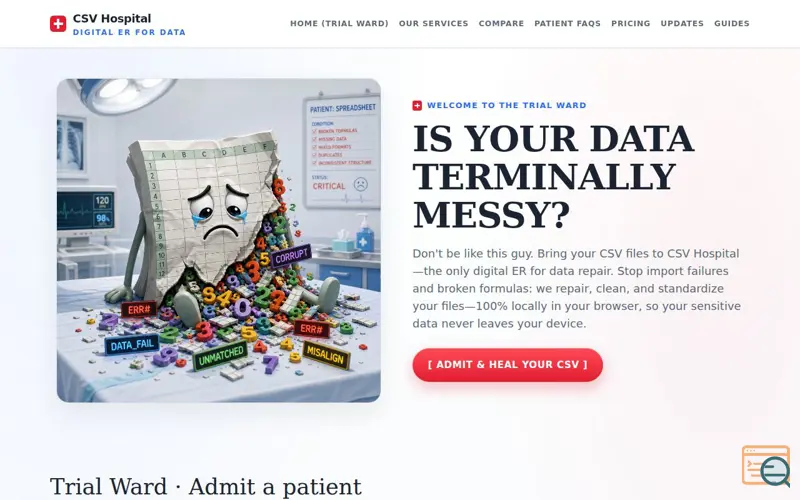 Screenshot of CSV Hospital — Is Your Data Terminally Messy?