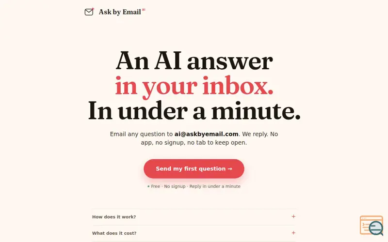 Screenshot of Askbyemail.com