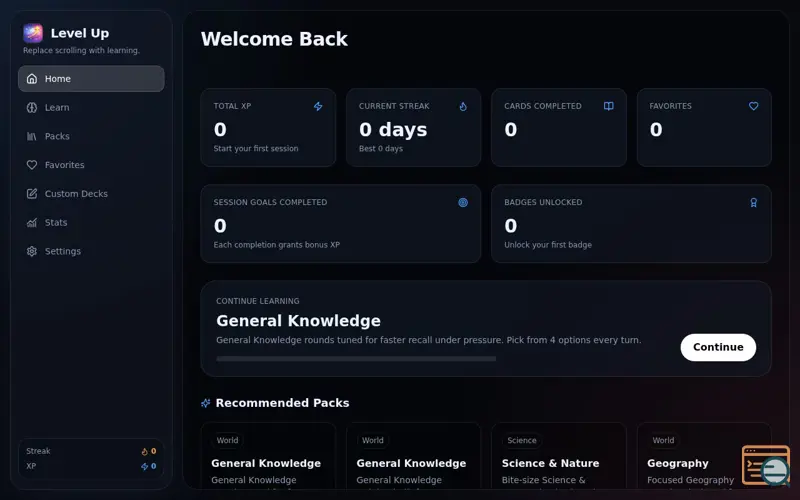 Screenshot of LevelUP, a launch using Tinylytics