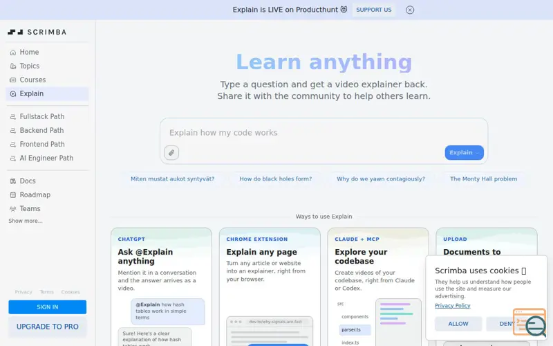 Screenshot of Scrimba Explain