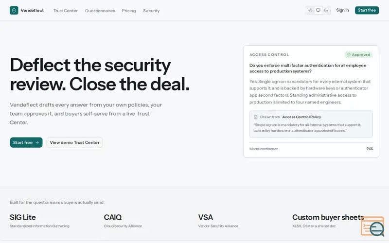 Screenshot of Vendeflect