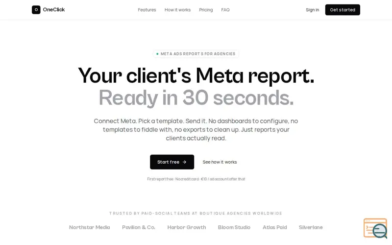 Screenshot of OneClick Reports