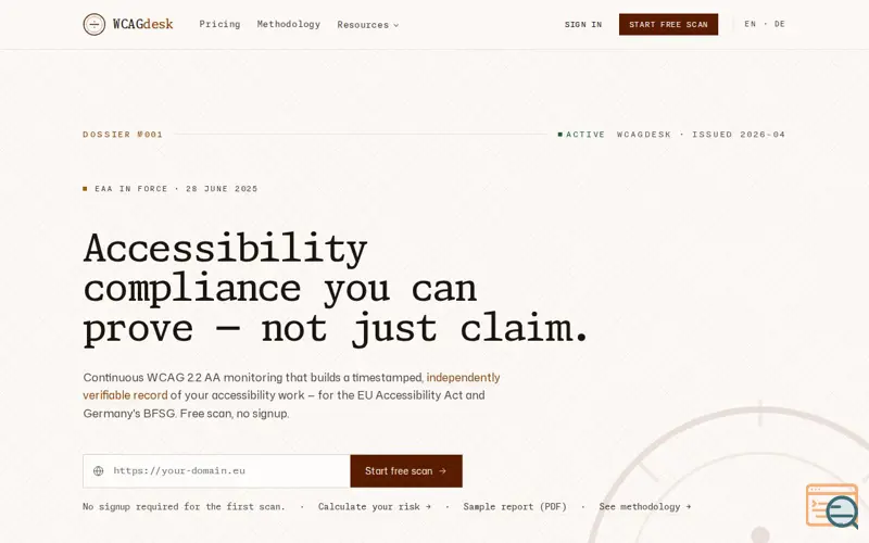 Screenshot of WCAGdesk