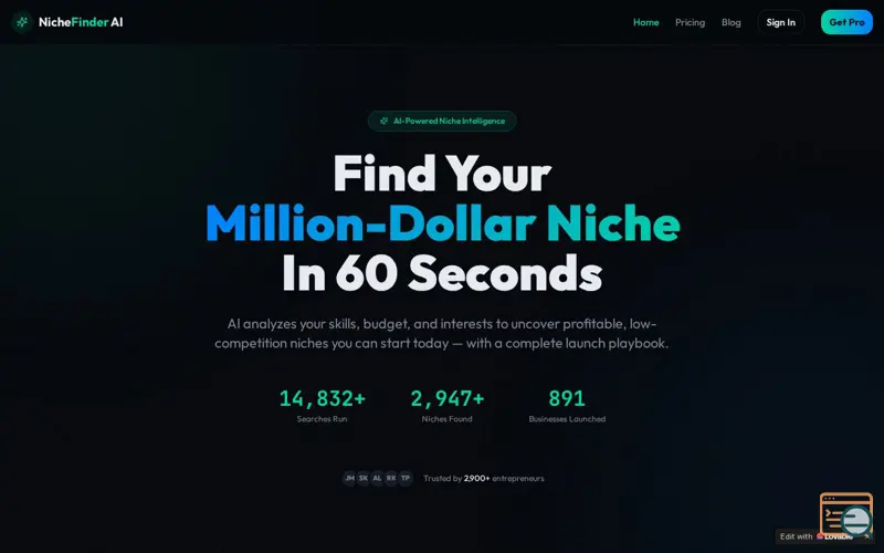 Screenshot of NicheFinder AI