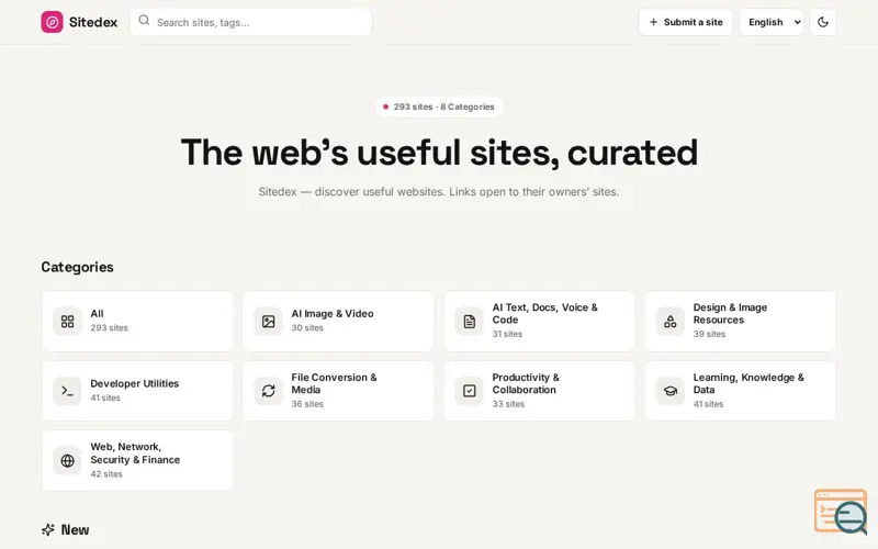Screenshot of Sitedex