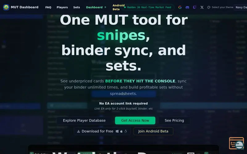 Screenshot of MUT Dashboard