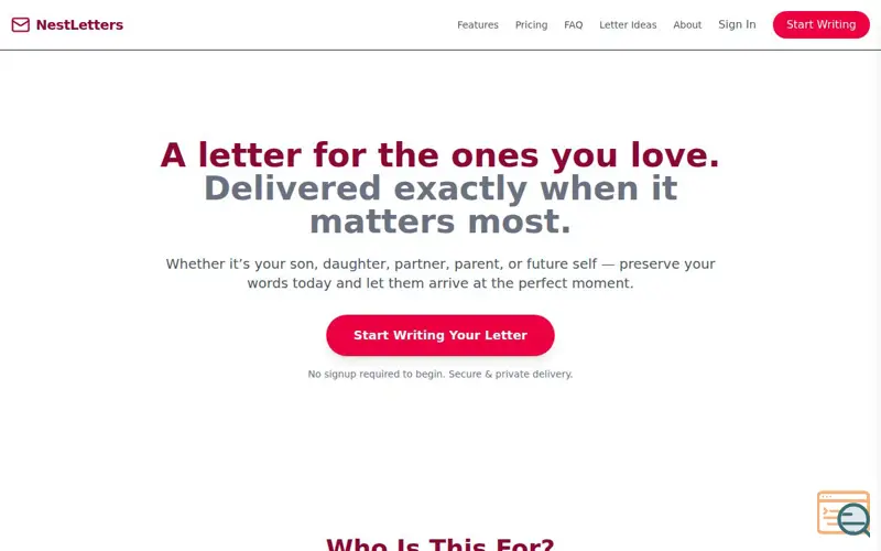 Screenshot of NestLetters