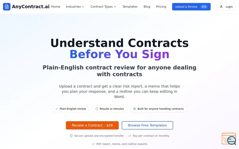 Screenshot of AnyContract AI
