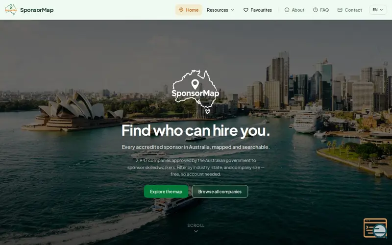 Screenshot of SponsorMap — Find who can hire you