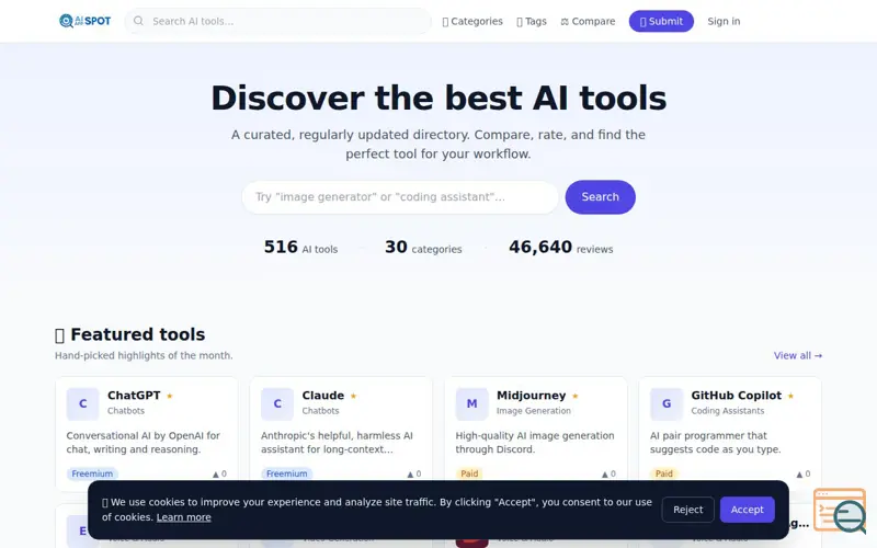 Screenshot of AI APP Spot