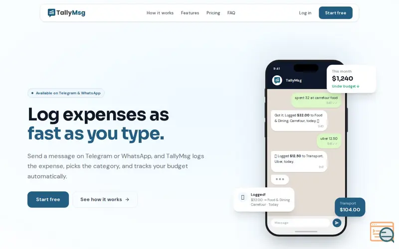 Screenshot of TallyMsg