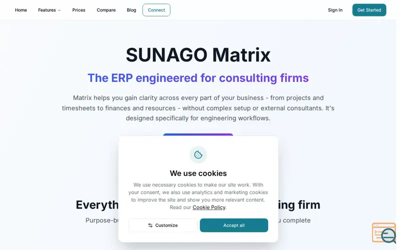 Screenshot of SUNAGO Matrix, a launch using ToolIndex