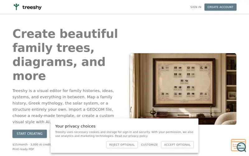 Screenshot of Treeshy.com