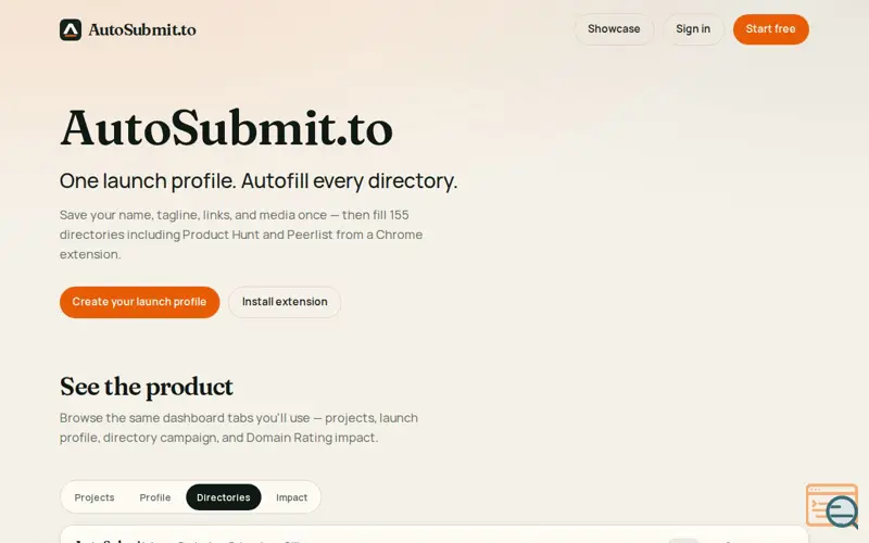 Screenshot of AutoSubmit.to, a launch using Findly.tools