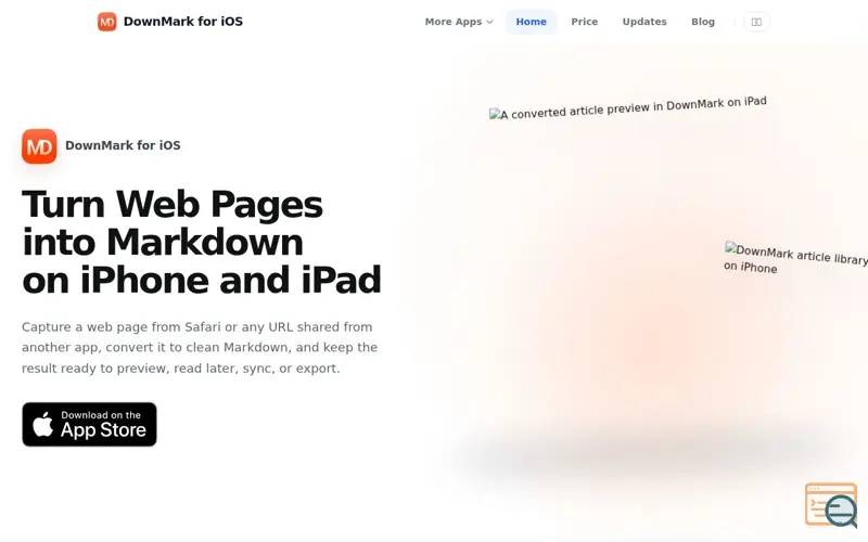 Screenshot of DownMark for iOS