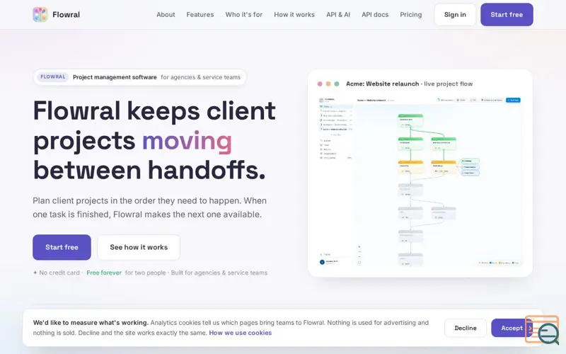 Screenshot of Flowral — Project management for agencies & service teams