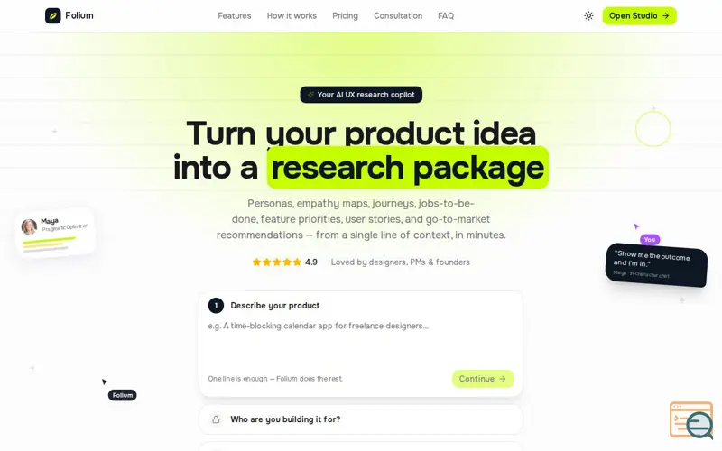 Screenshot of Folium AI
