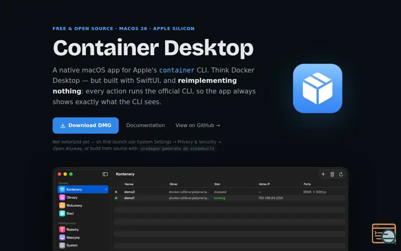 Screenshot of Container Desktop