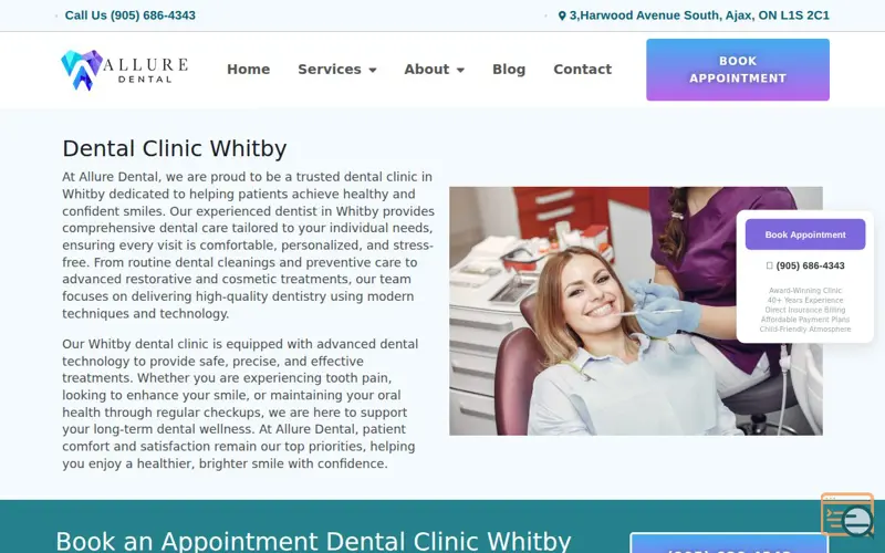 Screenshot of Allure Dental, a launch using HandL UTM Tracker