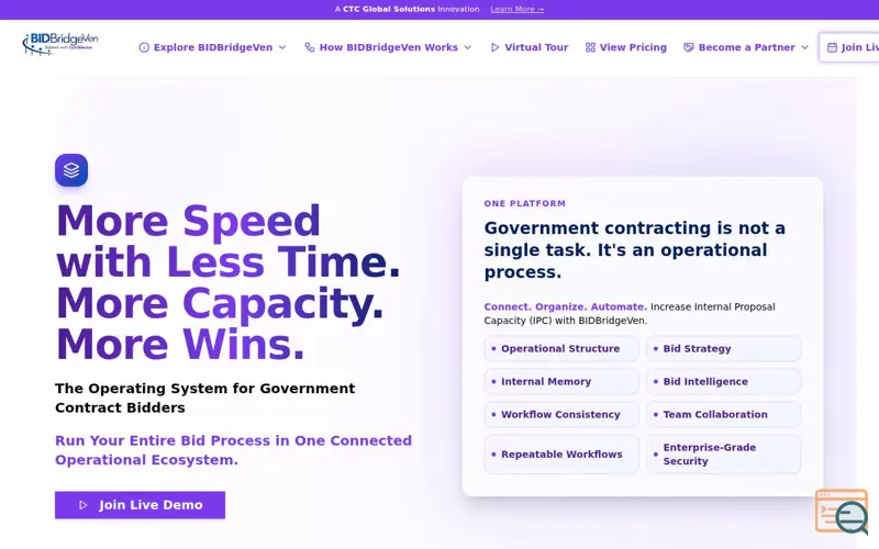 Screenshot of BIDBridgeVen Platform, a launch using Chatling