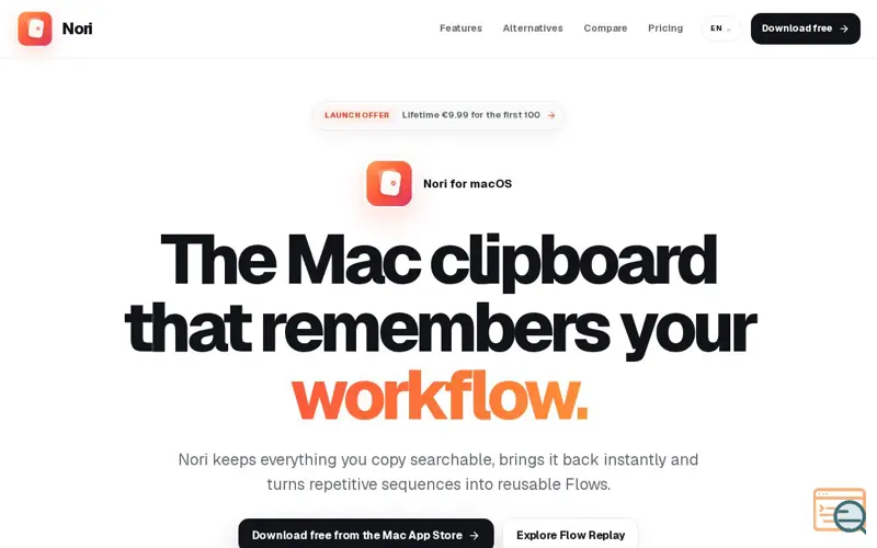 Screenshot of Nori — Clipboard Manager per Mac | Cronologia appunti macOS