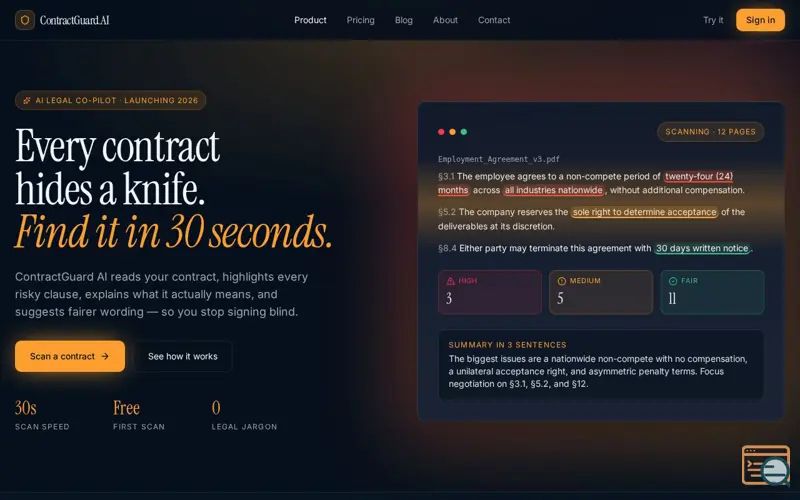 Screenshot of ContractGuard AI