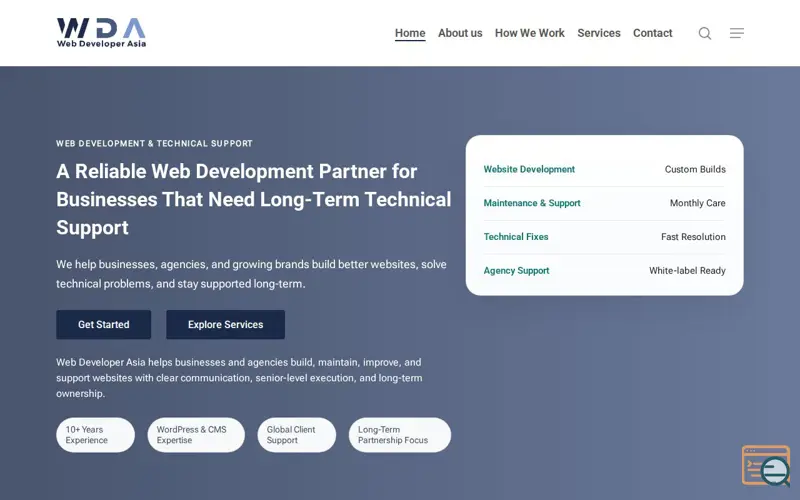 Screenshot of Web Developer Asia, a launch using Anime.js