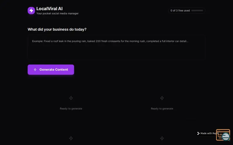 Screenshot of LocalViral Ai