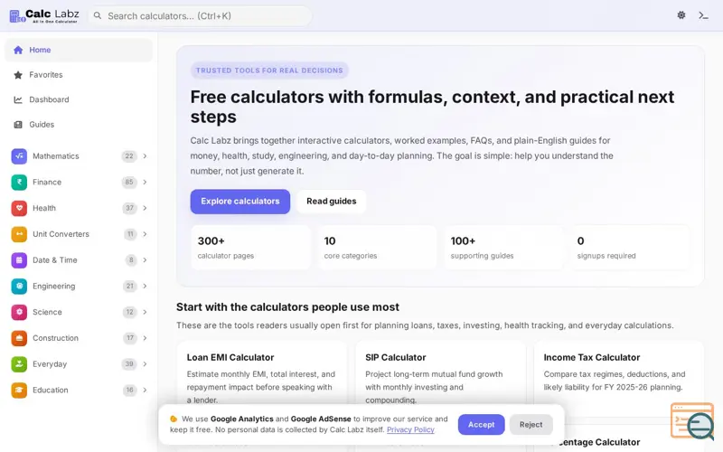 Screenshot of Calc Labz