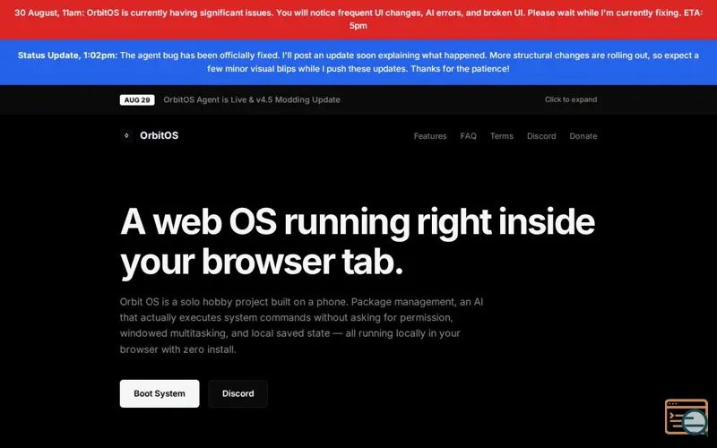 Screenshot of OrbitOS 