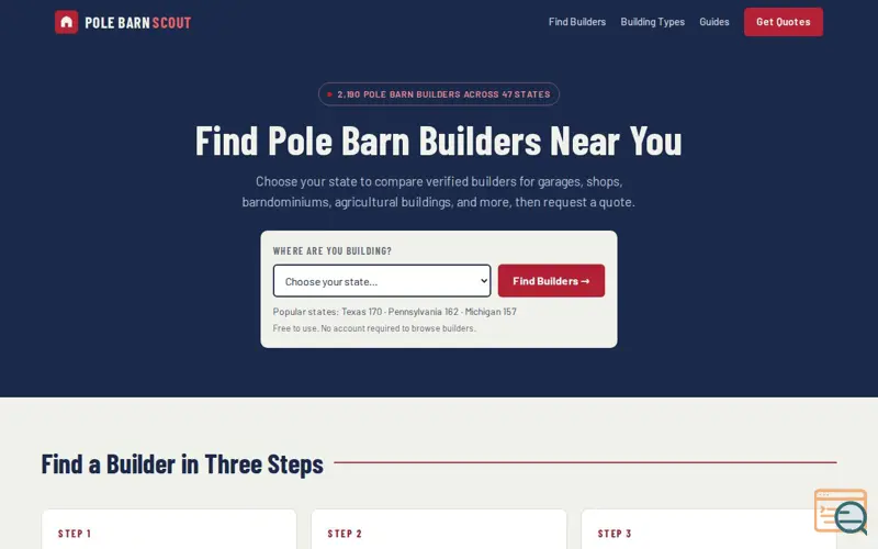 Screenshot of Pole Barn Scout