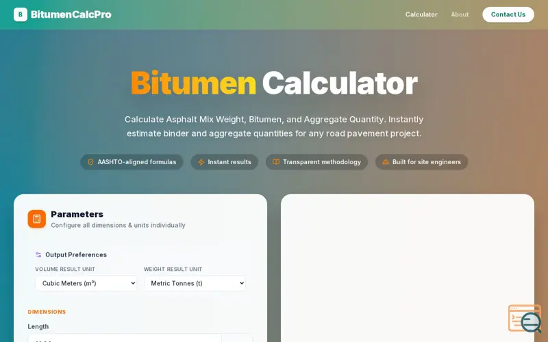 Screenshot of BitumenCalcPro