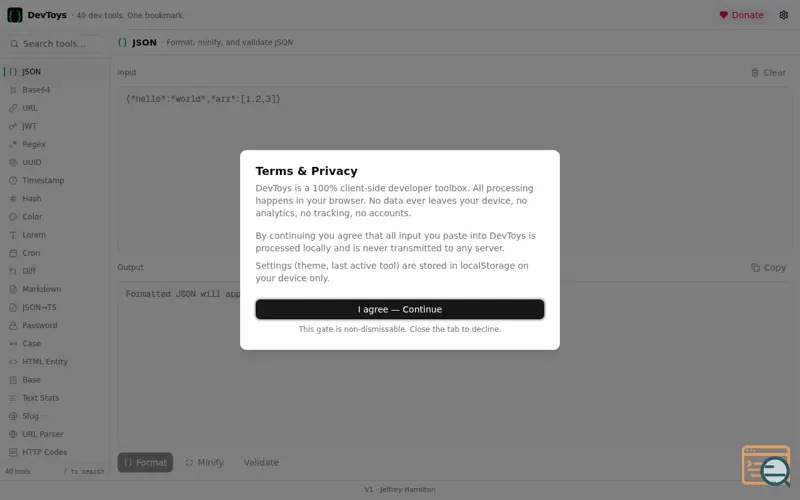 Screenshot of DevToys