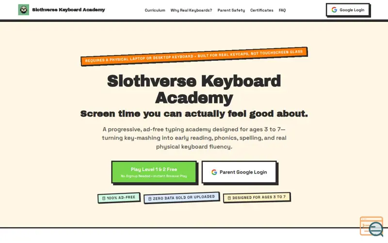 Screenshot of Slothverse Keyboard Academy