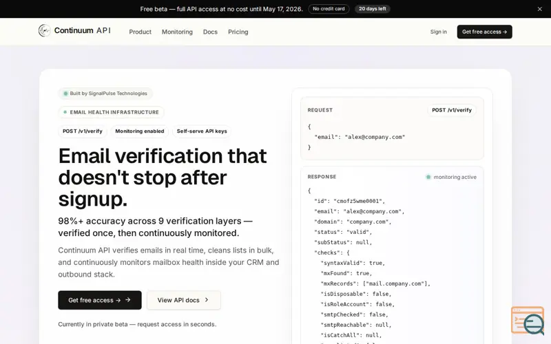 Screenshot of Continuum API