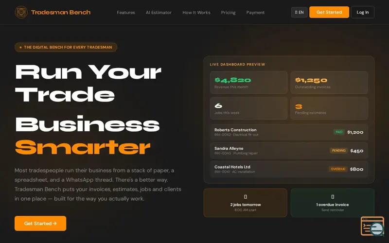 Screenshot of Tradesman Bench