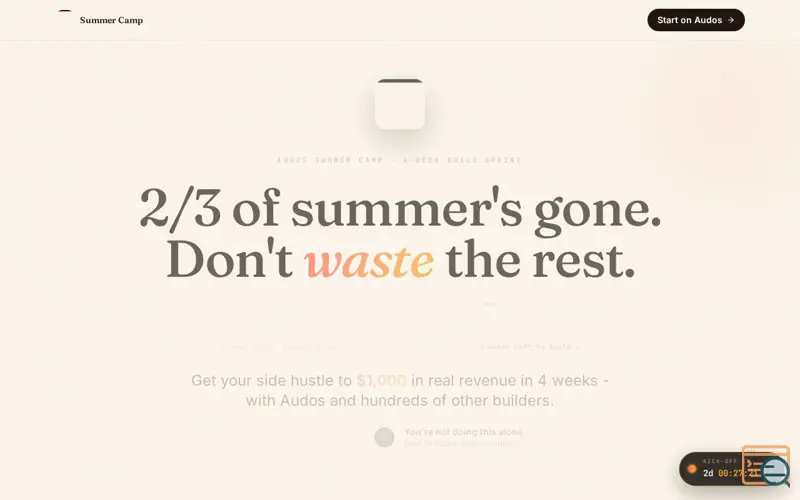 Screenshot of Audos Summer Camp, a launch using Luma