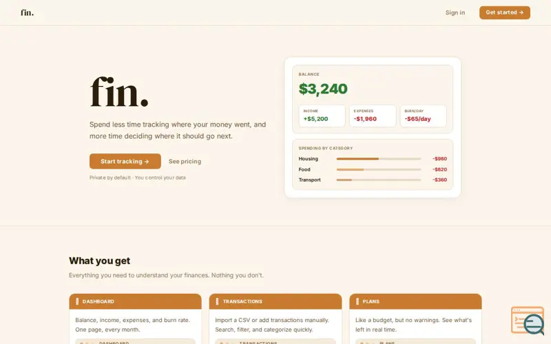 Screenshot of Fin