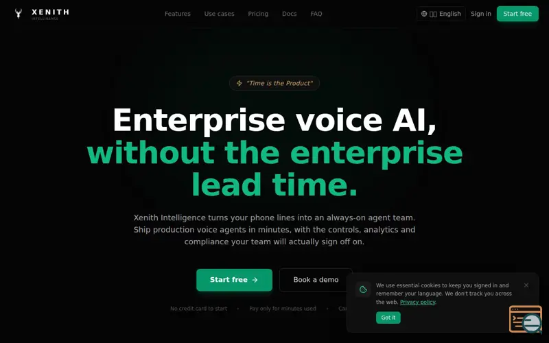Screenshot of Xenith Intelligence, a launch using Retell AI